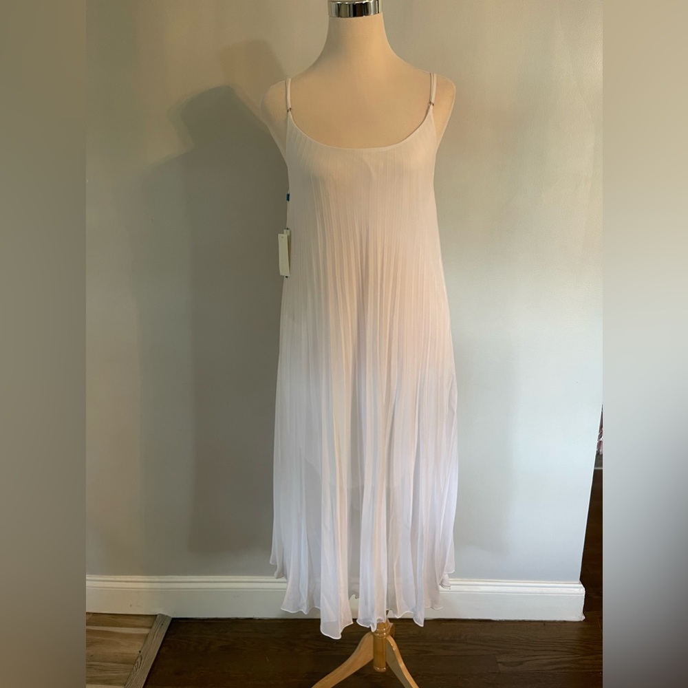 Pleated White Shift Beach Cover Up